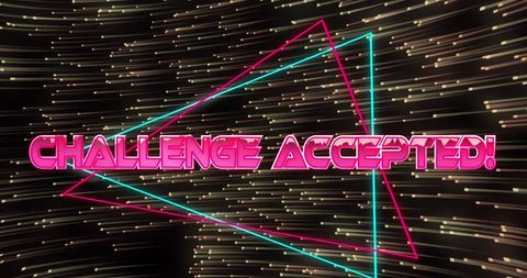 Neon Challenge Accepted Text with Digital Interface - Download Free Stock Images Pikwizard.com