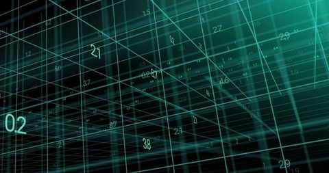 Digital grid with numeric data traits in futuristic cyber space