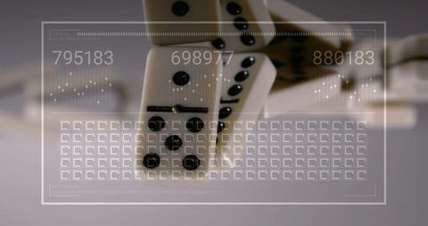Dynamic Domino Effect with Digital Data Overlay