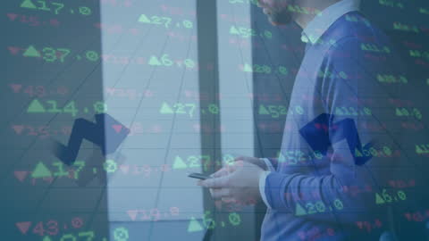 Businessman Monitoring Stock Market Data on Smartphone