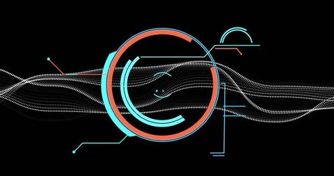 Futuristic hud element with waves and lines on digital interface