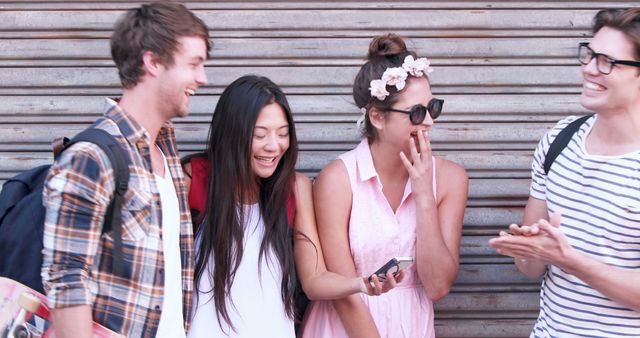 Group of Friends Laughing and Having Fun Outdoors - Download Free Stock Images Pikwizard.com