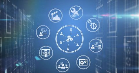 Digital Interface with Technology and Global Connections Icons - Download Free Stock Images Pikwizard.com