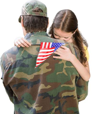 soldier embracing daughter with american flag, conveying love - Download Free Stock Videos Pikwizard.com