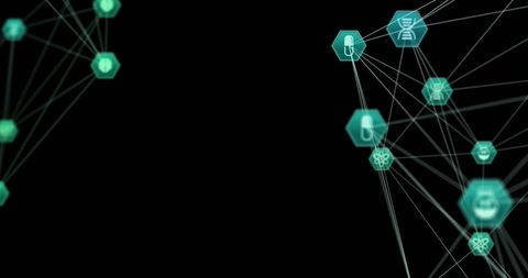 spinning network of medical icons on black background - Download Free Stock Images Pikwizard.com