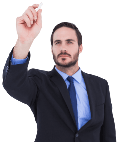 transparent businessman holding chalk writing concept - Download Free Stock Videos Pikwizard.com