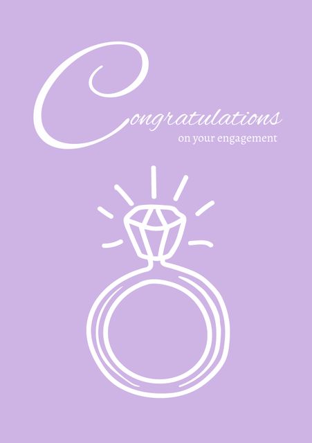 Engagement Congratulations Card with Drawing of Ring on Purple Background - Download Free Stock Templates Pikwizard.com