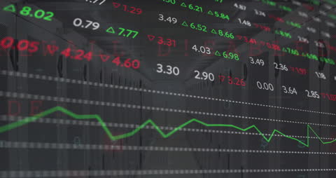 Stock Market Data Overlaying Server Room for Technology Concept