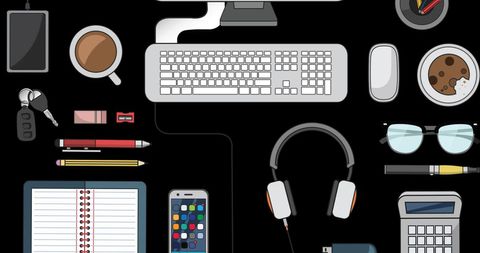 Digital Workplace with Social Media and Office Desk Items - Download Free Stock Images Pikwizard.com