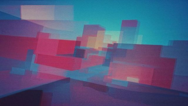 Futuristic Digital Landscape with Translucent Geometric Prisms