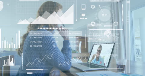 Businesswoman Analyzing Virtual Data While On Video Call