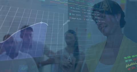 Team Brainstorming Marketing Strategies with Trading Data Overlay