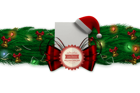 Transparent Christmas Garland with Santa Hat and Bells