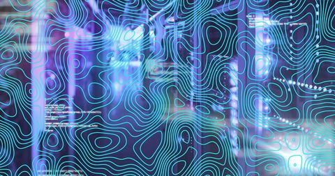 Digital Interface with Flowing Data Patterns over Servers - Download Free Stock Images Pikwizard.com
