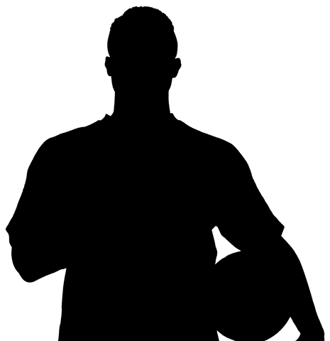 Transparent Silhouette of Man Holding Ball Illustrating Athleticism