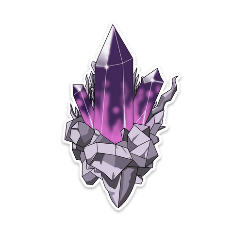 Polygonal violet crystal cluster on transparent background