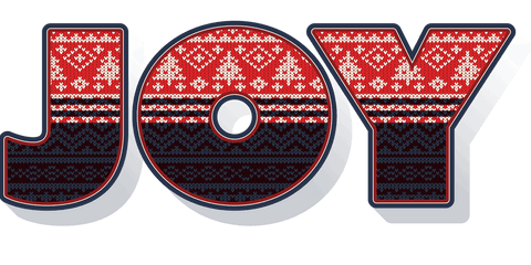 Christmas joy expertise text with decorative sweater pattern design