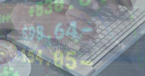 Global Financial Data Visualization on Laptop Screen