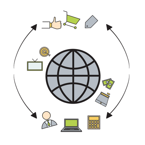 transparent globe network with e-commerce icons illustration - Download Free Stock Videos Pikwizard.com