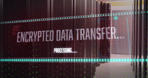 Encrypted Data Transfer with Virtual Interface in Modern Server Room - Download Free Stock Images Pikwizard.com