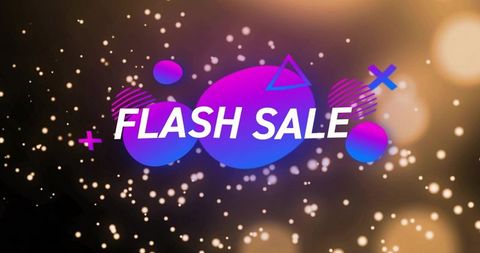 Flash sale banner with neon gradient circles and festive bokeh for promo campaigns