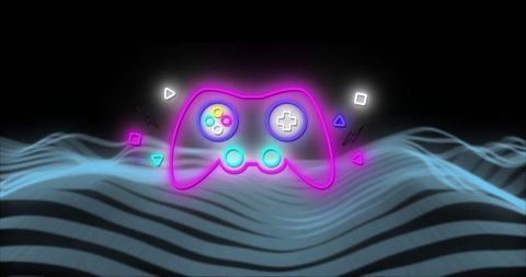 Neon Gamepad with Futuristic Abstract Pattern Background - Download Free Stock Images Pikwizard.com