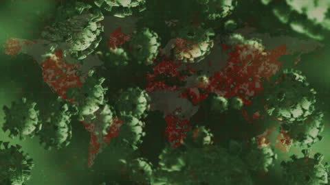 Virus Cells Animation Over World Map