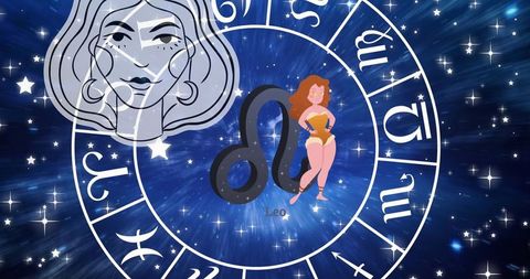 Creative representation of leo zodiac with astrological symbols