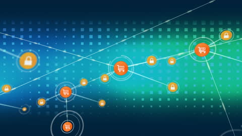 Network of Digital Icons with Global Business Technology Concept
