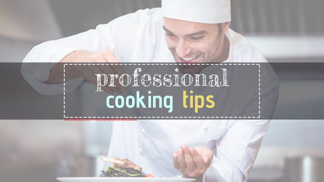 Smiling Chef Presenting Dish Professional Cooking Tips Overlay - Download Free Stock Templates Pikwizard.com