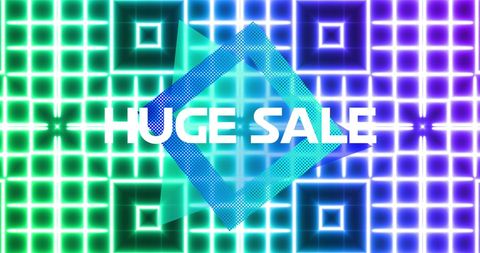 neon grid with huge sale announcement - Download Free Stock Images Pikwizard.com