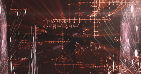 Digital Animation of Flowing Data and Math Equations in Server Room