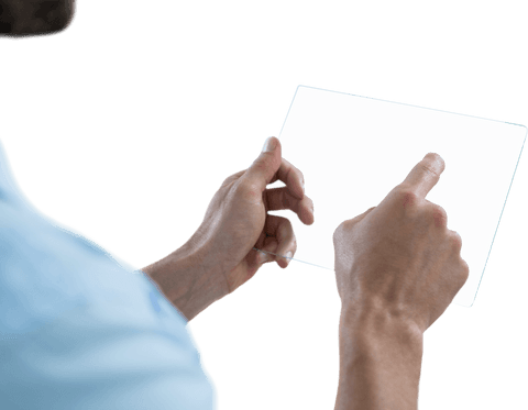 Man Interacting with Transparent Futuristic Tablet - Download Free Stock Videos Pikwizard.com