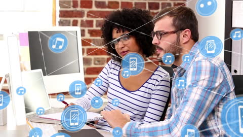 Diverse Team Collaborating with Digital Cloud Network