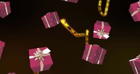 Floating gift boxes and candy canes christmas theme