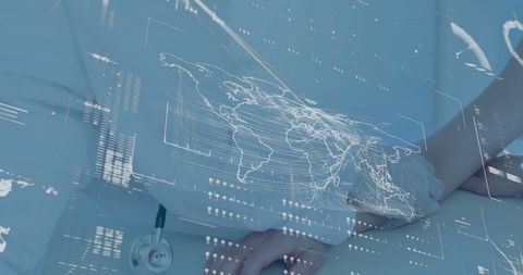 Healthcare in digital era: doctor and patient connection with global data overlay