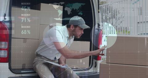 Global Logistics and Data Processing with Delivery Man - Download Free Stock Images Pikwizard.com