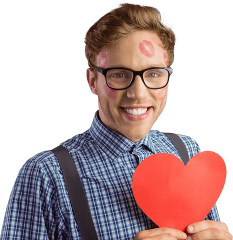 transparent geeky hipster with lipstick kisses and heart - Download Free Stock Videos Pikwizard.com