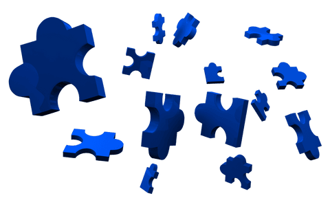 blue puzzle pieces on transparent background with floating design - Download Free Stock Videos Pikwizard.com