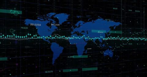 Global data stream visualization with geospatial analytics and real-time metrics dashboard