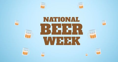 National Beer Week Celebration with Pints on Blue Background