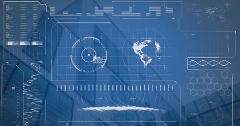Futuristic Data Interface Over Tall Urban Structures - Download Free Stock Images Pikwizard.com