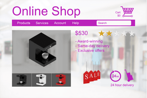 transparent online shop interface featuring coffee machines sale - Download Free Stock Videos Pikwizard.com