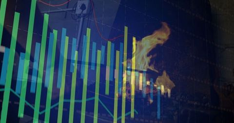 Financial growth chart with warm hearth ambiance