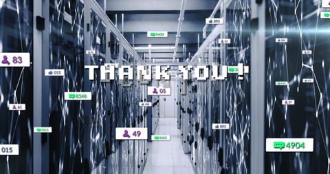 Digital Thank You Message in Modern Server Room - Download Free Stock Images Pikwizard.com