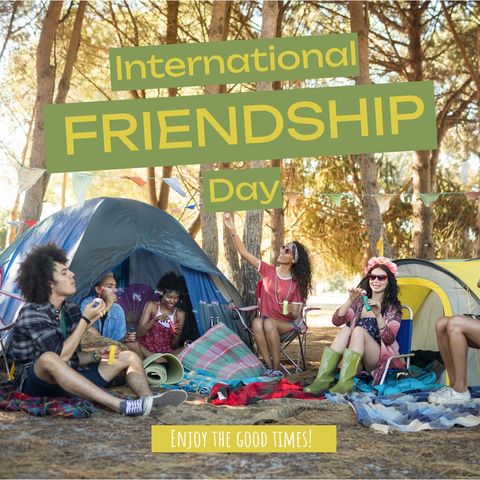 Diverse friends enjoying international friendship day camping