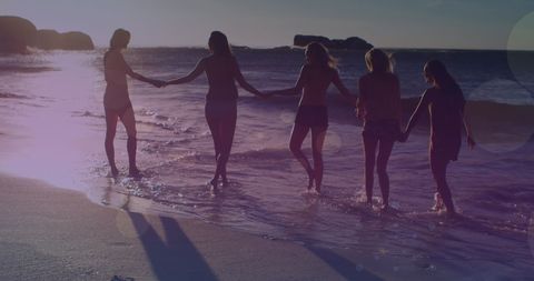 Group of Friends Enjoying Sunset by the Ocean - Download Free Stock Images Pikwizard.com