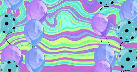 Colorful Abstract Background with Balloons in Vibrant Swirls