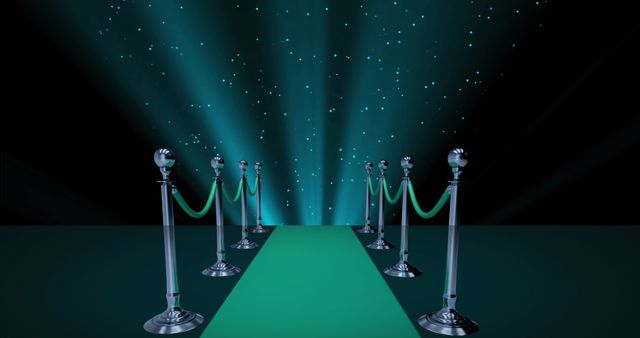 Glamorous Entrance with Green Carpet and Starry Night Background - Download Free Stock Images Pikwizard.com