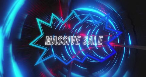 Massive Sale Text on Vibrant Neon Background